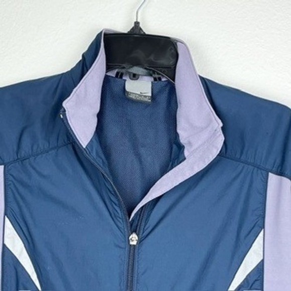 Nike Women Sportswear Track Jacket Navy Lilac White Accents Zip Up Athletic - Picture 2 of 9